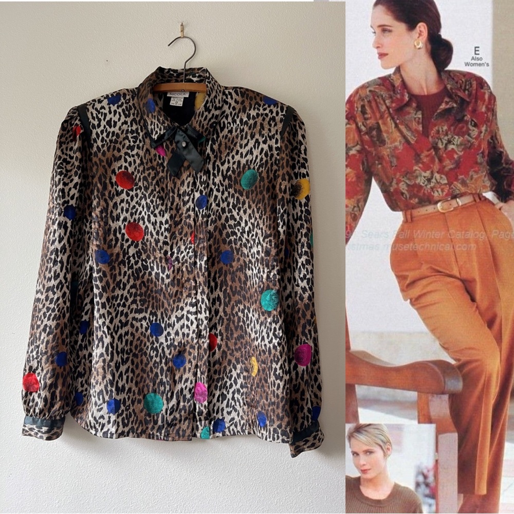 Vintage 90’s‎ Leopard Print Women's blouse size 14 L